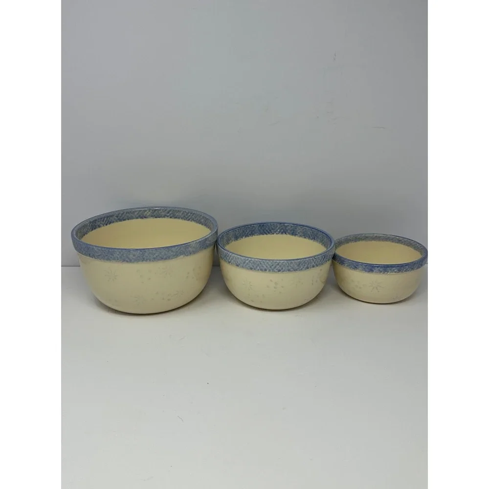 Vital Unit Ceramic Snowman Nesting Mixing Bowls Set Of 3 Christmas U0